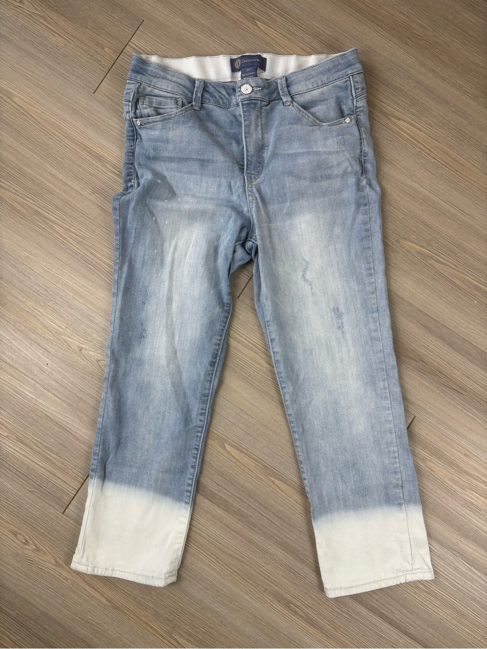 Democracy Light Blue to White Dip-Dye Ankle Jeans